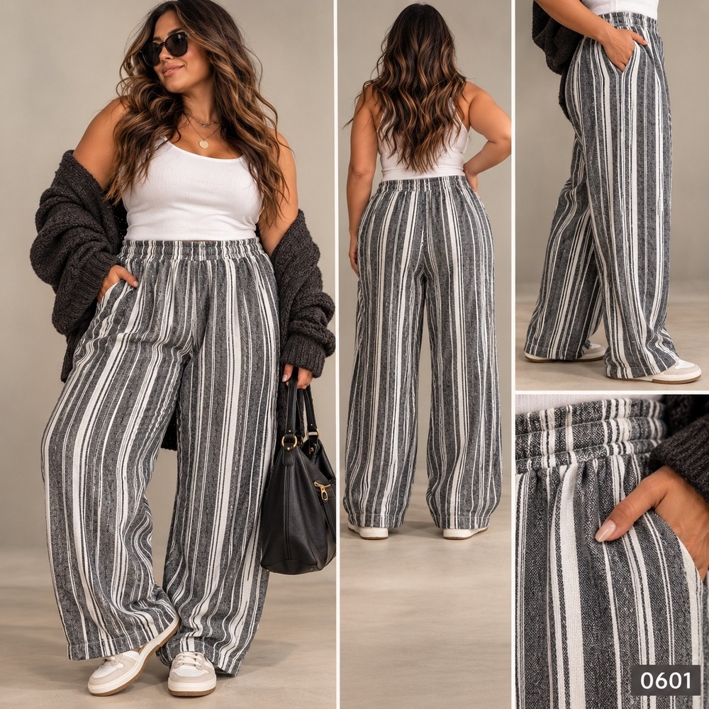 Briggs Linen Blend Striped Straight Leg Pants Black White XXL 1372200